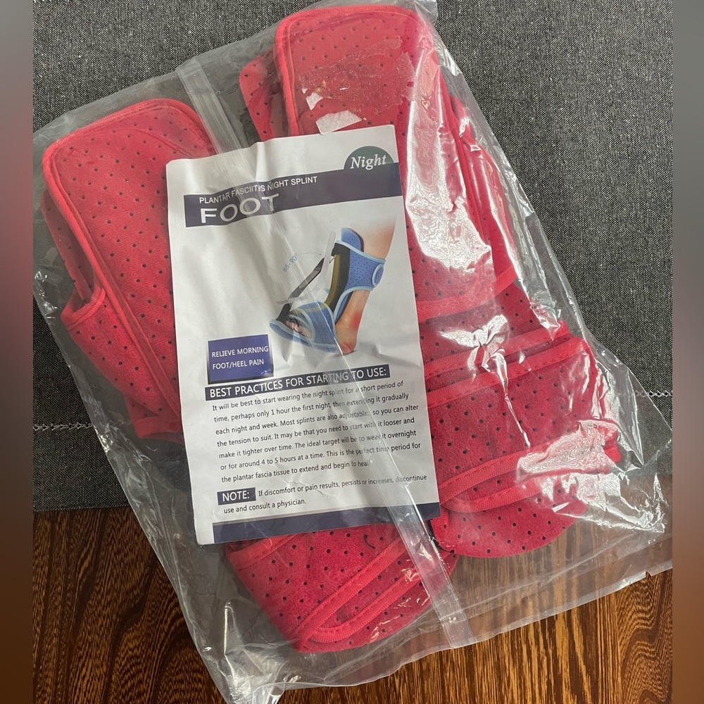 NEW Plantar Fasciitis Night Splints, Pair, Red Unisex